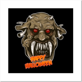 Happy Halloween Monster Face Posters and Art